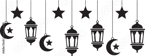 vector illustration of a set of lamps