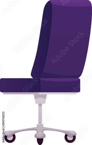 Office or desk rolling blue armchair vector flat icon, office seat furniture interior ergonomic computer chair on wheels