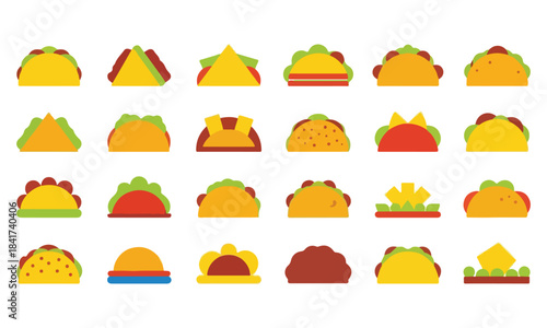 Tacos Food flat Illustration Icons set, Tacos Food Vector Art Illustration Clipart. set of taco food Illustration bundle