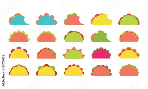 Tacos Food flat Illustration Icons set, Tacos Food Vector Art Illustration Clipart. set of taco food Illustration bundle