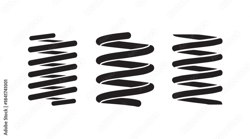 Obraz premium Set of coil spring silhouette vector illustration