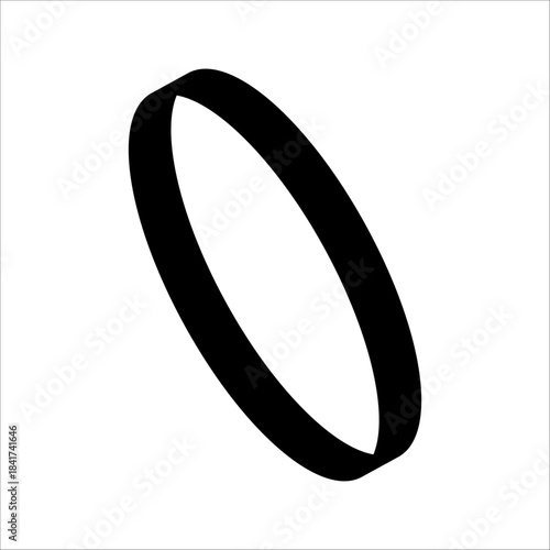 Oval circle icon. Elliptical orbit line arrow symbol. Oval circumference sign. Vector illustration isolated on a white background.