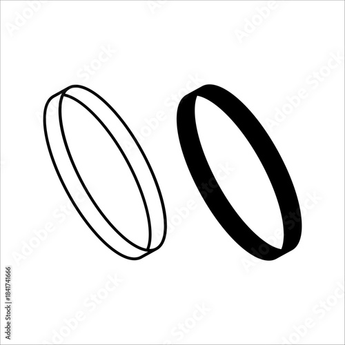 Oval circle icon. Elliptical orbit line arrow symbol. Oval circumference sign. Vector illustration isolated on a white background.