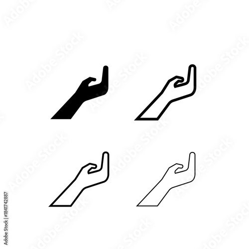Four Styles of Beckoning Hand Gesture Icon Illustrations