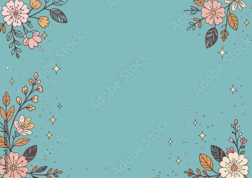 Vector floral background in soft blue tones, decorative abstract style for design and branding