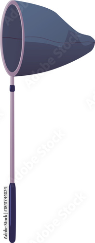 Butterfly net with handle flat icon, vector cartoon entomology equipment for catching insects isolated