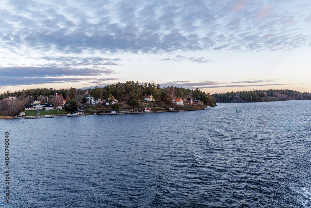 Fototapeta premium Archipelago Island Coastline View at Sunset