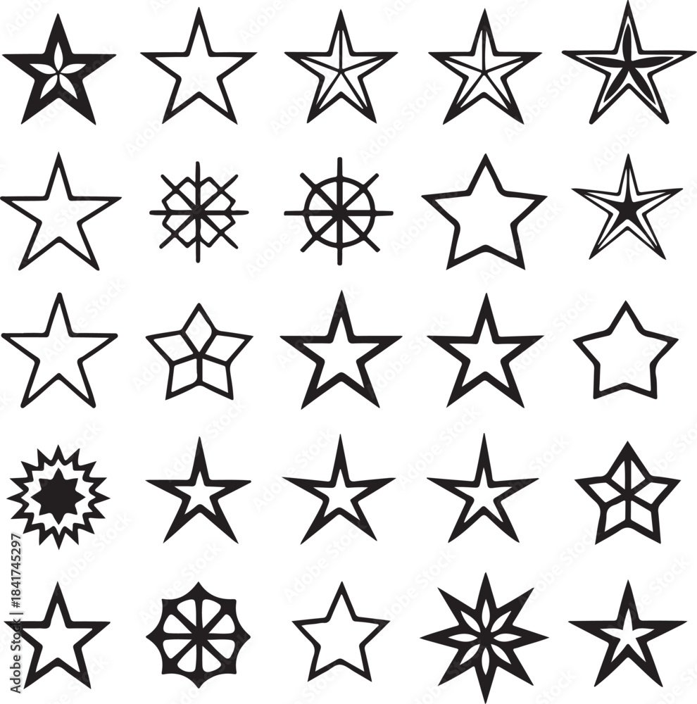 Obraz premium Star Outline Icons Set