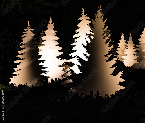 Cardboard Fir Trees On A Christmas & Winter Light Trail In Oxfordshire