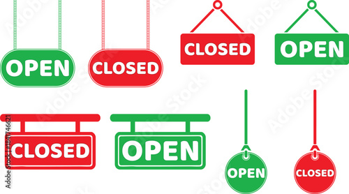Open/Closed Sign – Business Door Sign Vector Illustration