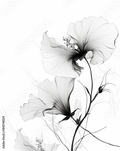 Vintage white lily flower vector illustration on black for wedding invitation card design
