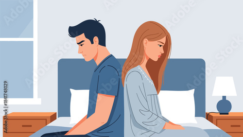 Flat vector illustration of a couple sitting quietly together in emotional support, ideal for mental health themes, relationship content, and peaceful lifestyle visuals