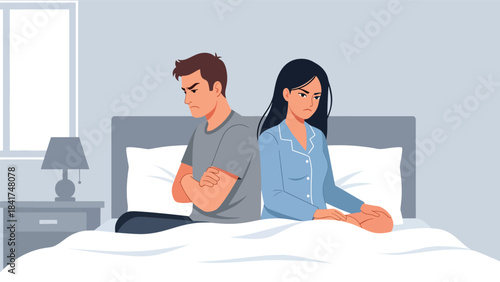 Flat vector illustration of a couple sitting quietly together in emotional support, ideal for mental health themes, relationship content, and peaceful lifestyle visuals
