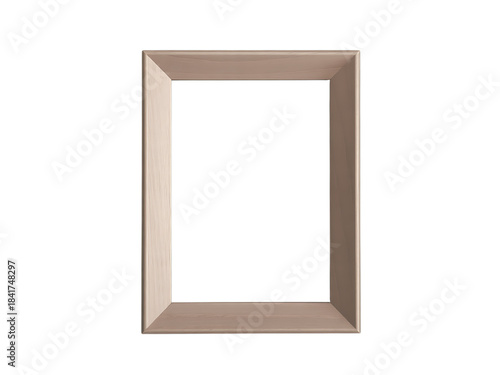 Simple rectangular light brown wood frame for photos or artwork on a pure black backdrop