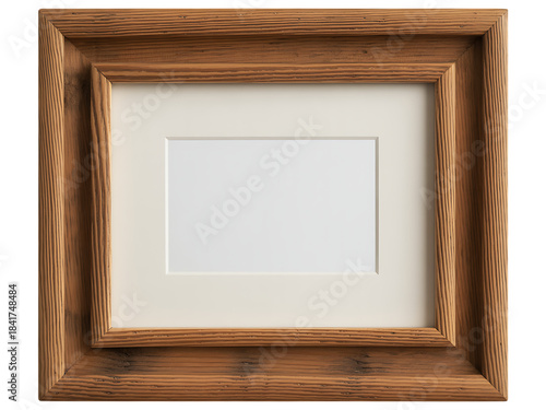 Classic horizontal wooden picture frame with white mat board for artwork or photo display