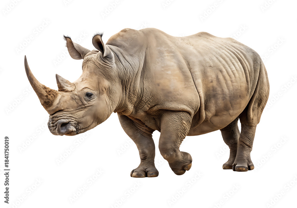Fototapeta premium Isolated rhinoceros on a Transparent Background.
