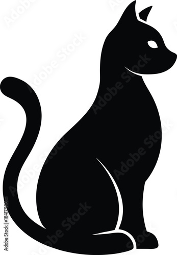 Cat Sitting Silhouette Vector Icon