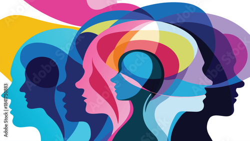 Abstract colorful human profiles