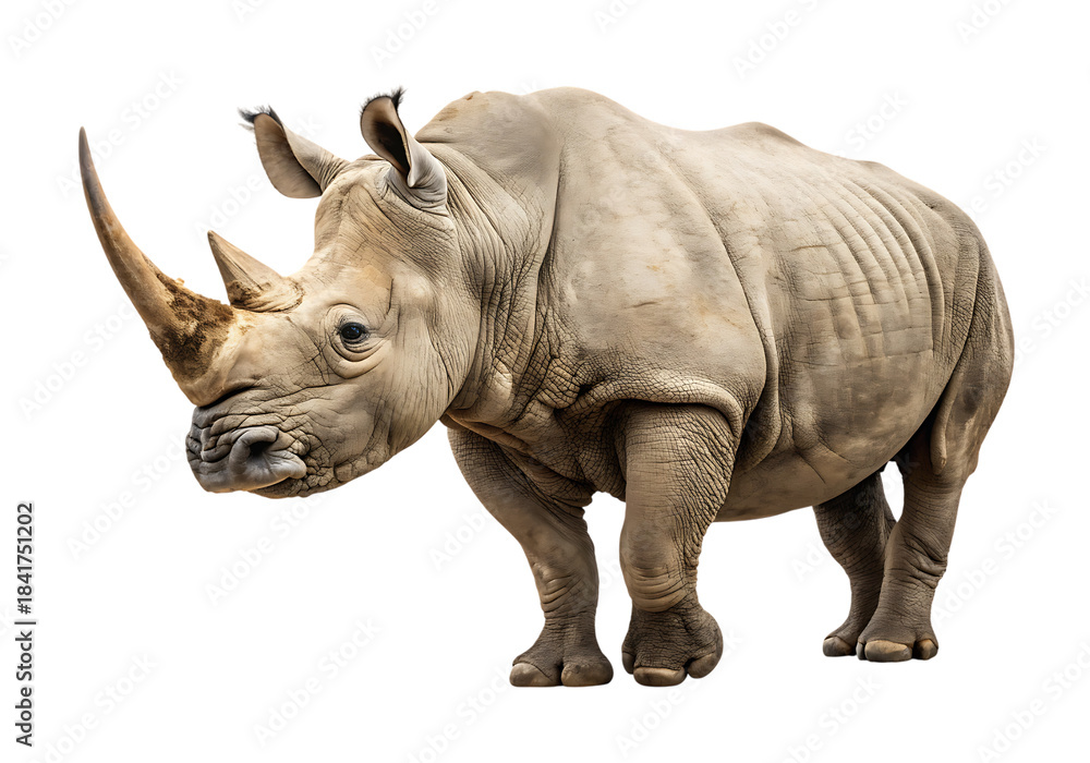 Fototapeta premium Isolated rhinoceros on a Transparent Background.