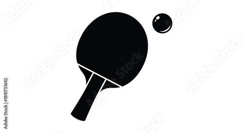 A striking depiction of a ping pong paddle and ball in a dark silhouette