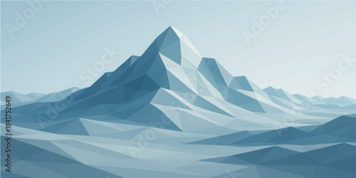 A high mountain landscape in the winter features a cold snowy peak and a blue sky over the white Alps range during a nature travel panorama