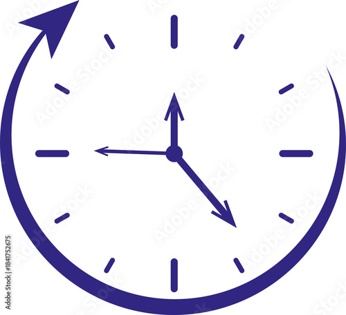 Blue clock with arrow history time icon vector illustration