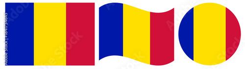 Free Download Collection of civil flag of Andorra isolated. Rectangular flag of Andorra, waving flag and round flag in circle shape. - GFXLoad