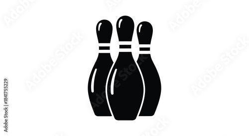 A striking depiction of three bowling pins in a dark minimalist style silhouette
