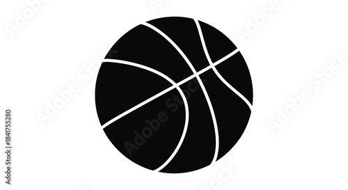 A simple graphic representation of a black and white basketball a common sports item silhouette