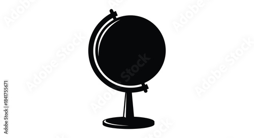 A striking black globe depiction with a classic stand beautifully presented as a silhouette