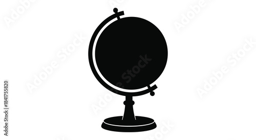 A striking black globe on a stand a minimalist design presented in a bold silhouette