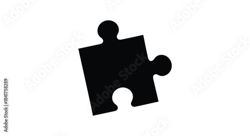 A single black puzzle piece isolated on a white background a striking visual silhouette