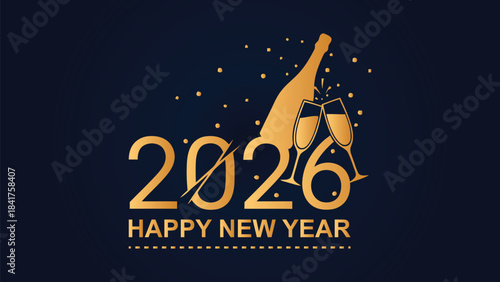 high quality silhouettes of stylized vector 2026 Happy New Year logo