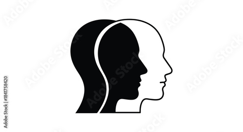 A striking visual illusion of two facing profiles one light and one dark creating a silhouette