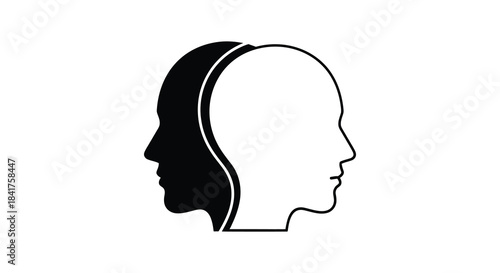 A striking depiction of two facing profiles creating an illusion with negative space silhouette