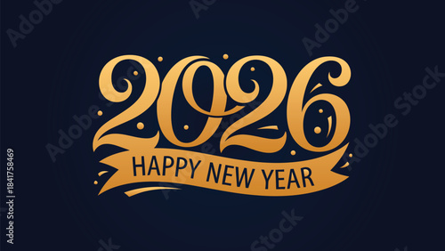 high quality silhouettes of stylized vector 2026 Happy New Year logo