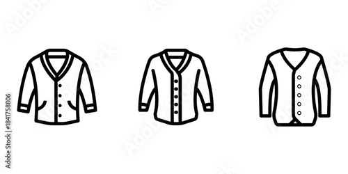 cardigan outline or line icon design bundle.