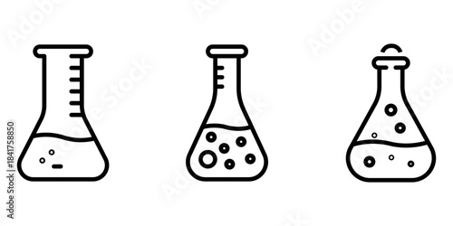conical-flask outline or line icon design bundle.