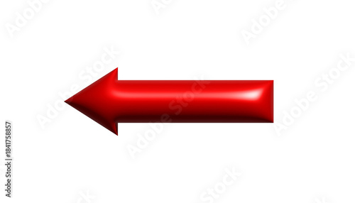 3D red shiny arrow on transparent background 