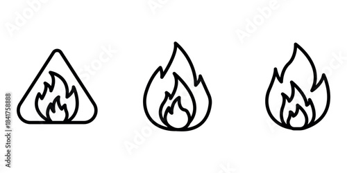 flammable outline or line icon design bundle.
