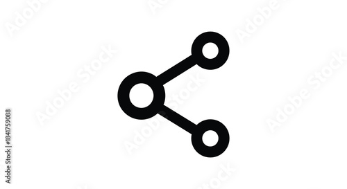 A simple black graphic depicting a connection symbol with three connected circles silhouette