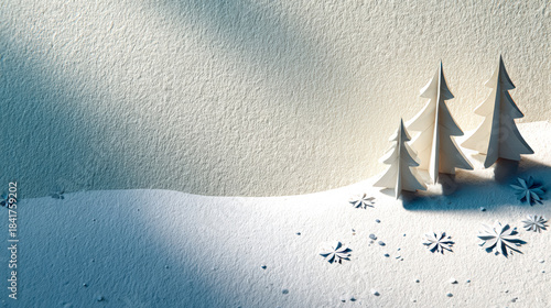 Snowy Winter Scene with Christmas Trees