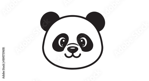 Cute panda face illustration with black and white fur and friendly expression.