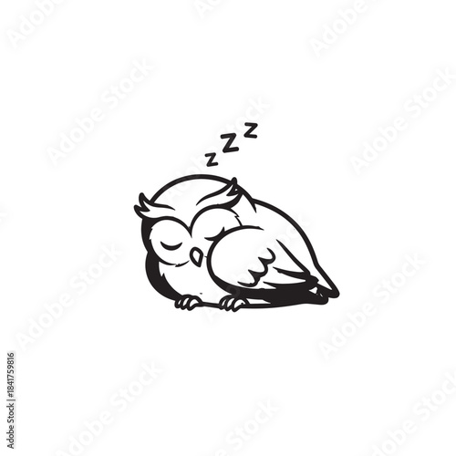 Adorable Cartoon Sleeping Owl Illustration with Zzz Sleep Pose.