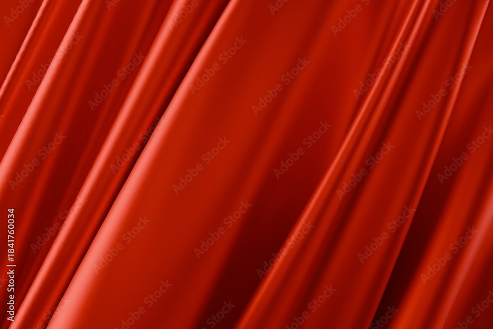 Fototapeta premium red silky red smooth satin draped curtain texture background