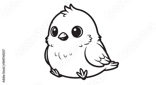 Adorable cartoon chick, fluffy baby bird illustration.