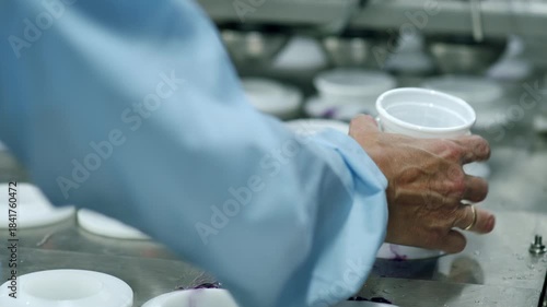 Ice cream production at the factory