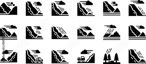 Collection of Landslide and Avalanche Icons
