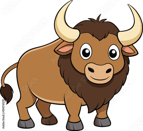 Cute Friendly Wild buffalo vector illustration