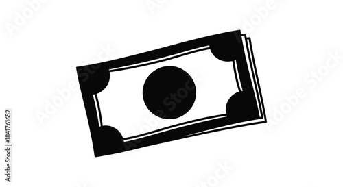 A striking black and white depiction of stacked money bills a financial symbol silhouette